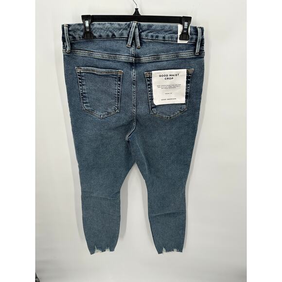 GOOD AMERICAN NWT Good Waist Crop Denim Jean in Blue799 // 14 - Picture 14 of 15